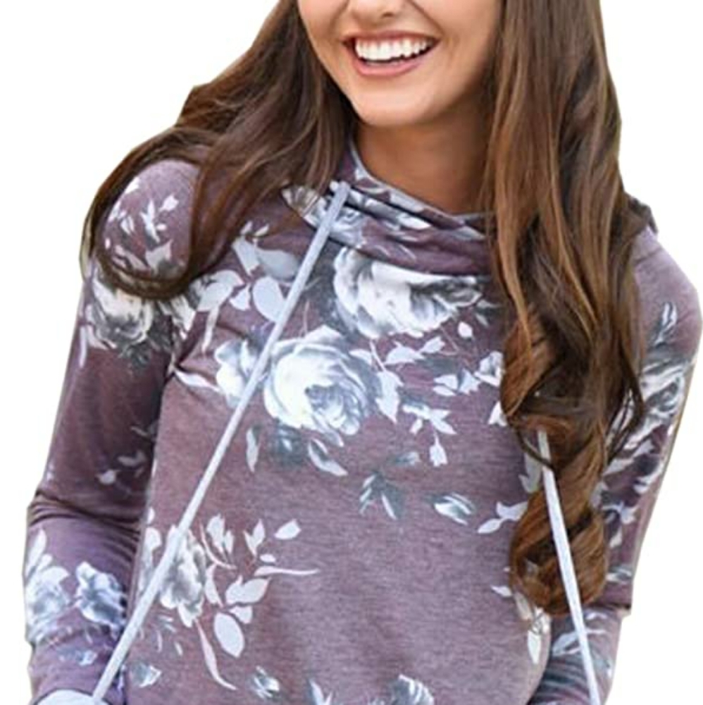 Floral Printed Long Sleeve Hoodie